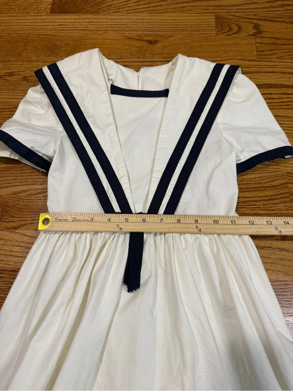 David Charles London Girls Sailor Dress Ivory Cream Navy Striped Nautical Sz 10
